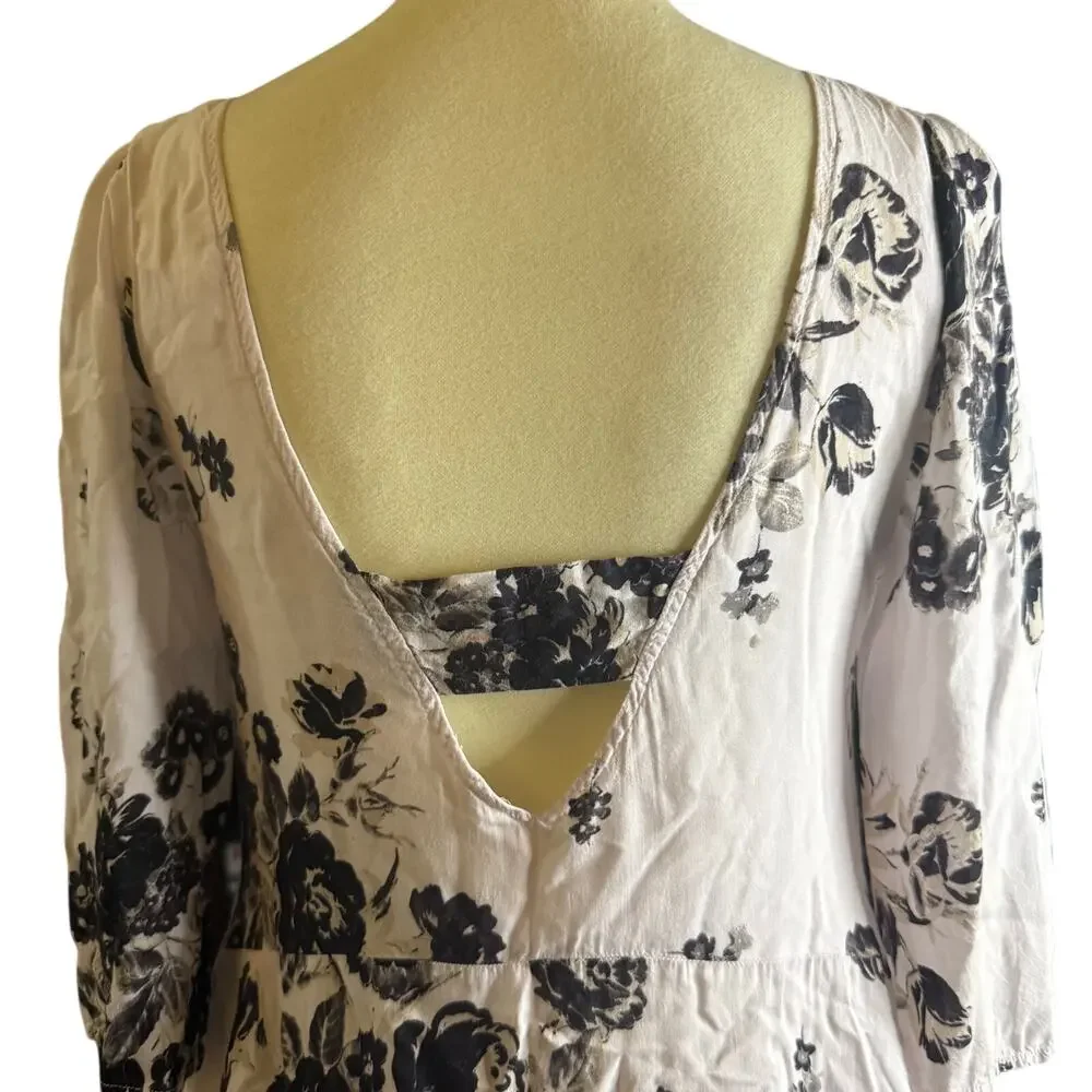 Free People Black & White Floral Back Cutout Dress, Women's Size XS